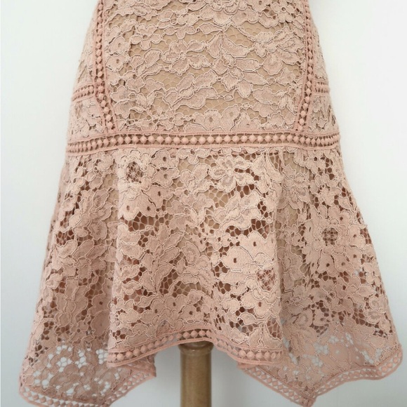 VERONICA BEARD Aura lace mini skirt size  6 pink asymmetric hem - Picture 3 of 5
